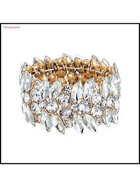 Marquise Crystal Art Deco Stretch Bracelet for Wedding Prom